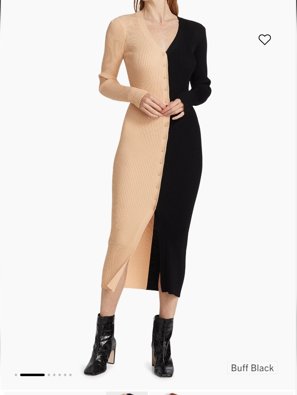 Staud Shoko Colorblock Ribbed Dress- Black & Buff NWT Size Medium